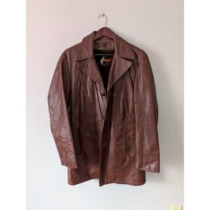 Vintage Vagabond Leathers New Hampshire Men's Brown Leather Jacket Zipper Liner